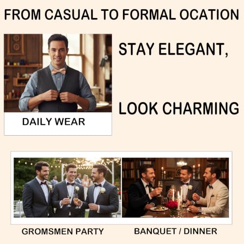 Image of AUSKY 8 PACKS Elegant Adjustable Pre-tied Bow Ties for Men Boys (1&4&5&6&8 Pack for option)