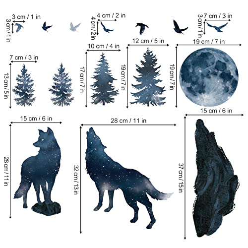Vinilos Decorativos Wondever Wolf and Moon 4 hojas miniatura 4