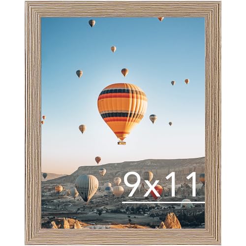Image of 9x11 Picture Frame Rustic Brown for Wall Hanging or Tabletop, Wall Mounting Horizontally or Vertically, 9 x 11 Wall Gallery Poster Photo Frame with Durable Shatter Resistant Plexiglass,Rustic Brown