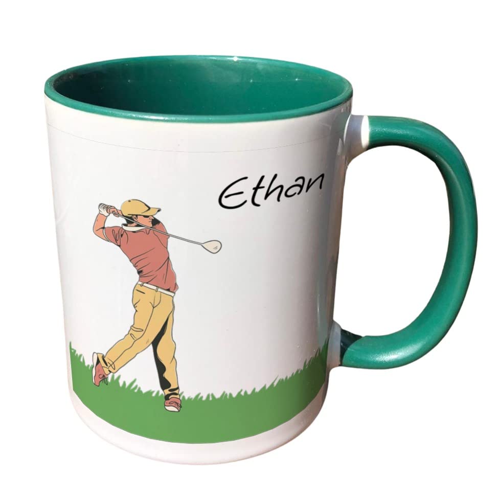 Personalised Golf Sports Mug Gift - Present for Sports Lovers - Gifts for Golf Player - Personalised Golfer Homeware & giftware Decor (Green)