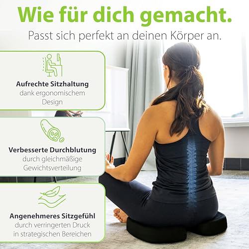 feela.® Orthopädisches Sitzkissen [3 Härtegrade] TESTSIEGER – Ergonomisches Sitzkissen für Bürostuhl & Auto – Schmerzlindernd, Steißbein entlastend, Sitzkomfort & Durchblutung fördernd (Medium)