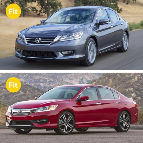 Image of Rain Guards Window Visor for Honda Accord 2008-2017 Out-Channel | Shields Vent Deflector Shade Wind Dark Smoke 2009 2010 2011 2012 2013 2014 2015 2016, Tape-On Outside-Mount, 4PCS