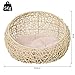 PawHut Rattan Katzenhöhle Katzenbett Katzenhaus mit Kissen Katzenzelt Haustierhaus für Katzen Hunde Beige Ø56 x 35 cm