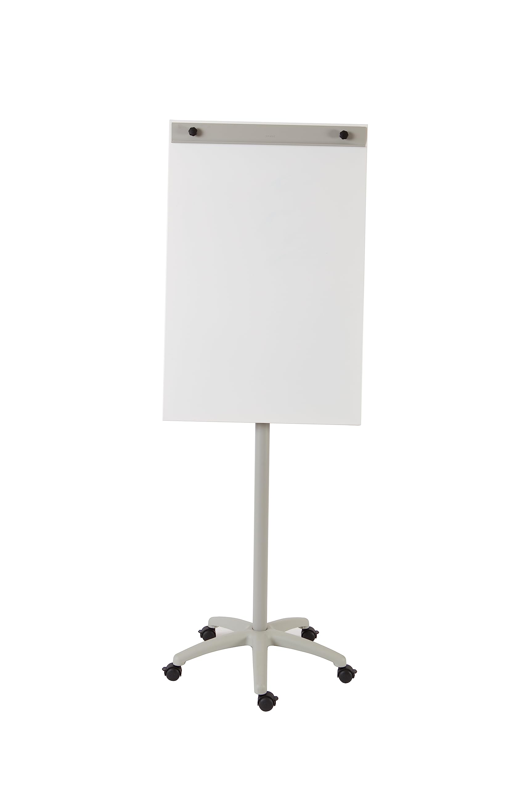 ROCADA, Lavagna a fogli mobili su ruote, 67 x 62 x 181 cm, economica, con porta carta e base a stella, lavabile a secco, bianco