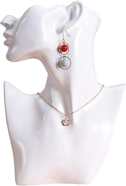 Homeanda Jewellery Mannequin Bust Mannequin Head Bust Stand Necklace Earring Holder Jewellery Set Organizer Model Shop Jewellery Display Rack Show Earring Hanging Organizer (White)