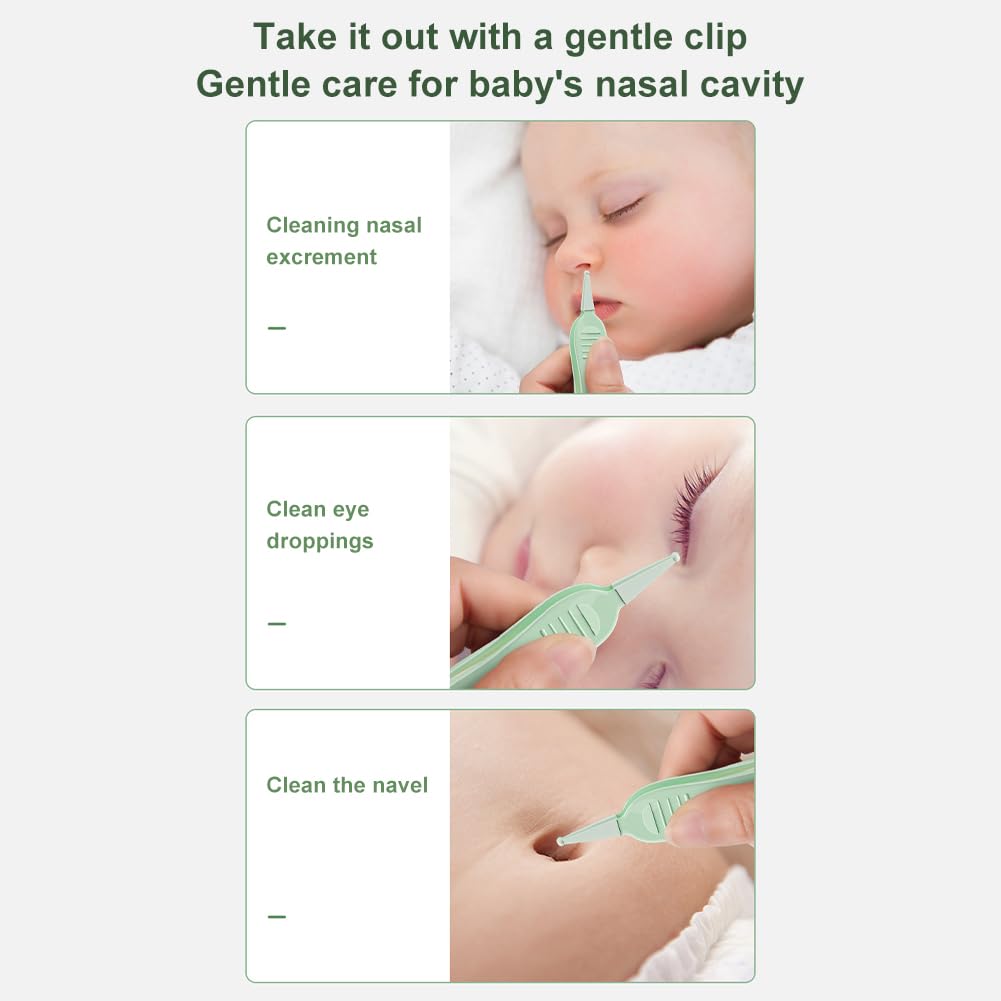 Nez Nettoyage Pince à Épiler avec Lumière LED,Pinces de Nettoyage du Nez,Oreille,Nombril,Pinces à Epiler pour Bébé,Pince à Épiler Plastique à Tête Ronde,Sécurité pour Bébé Brucelles,2PC