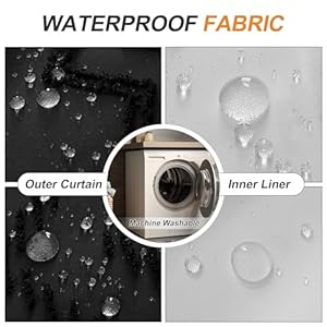 No Hooks Stall Fabric Shower Curtain with Snap in Liner- Water Repellent Tufted Chevron Striped Shower Curtains for Bath Tubs, Narrow Hotel Quality Bath Curtain Set, 36Wx74H, Black