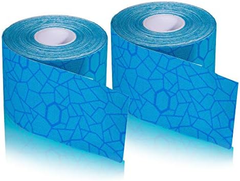 THERABAND Kinesiology Tape, Waterproof Physio Tape for Pain Relief, Muscle & Joint Support, Standard Roll with XactStretch Application Indicators, 2 Inch x 16.4 Foot Roll, Blue/Blue