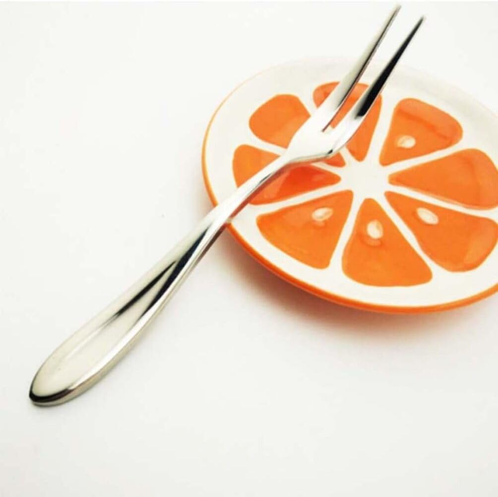 Luxshiny Fruit Forks 3 pcs Stainless Steel 2 Prong Forks 6.49 inch Flatware for Appetizers Desserts Fruit Picks Home Restaurant Hotel Party Serving