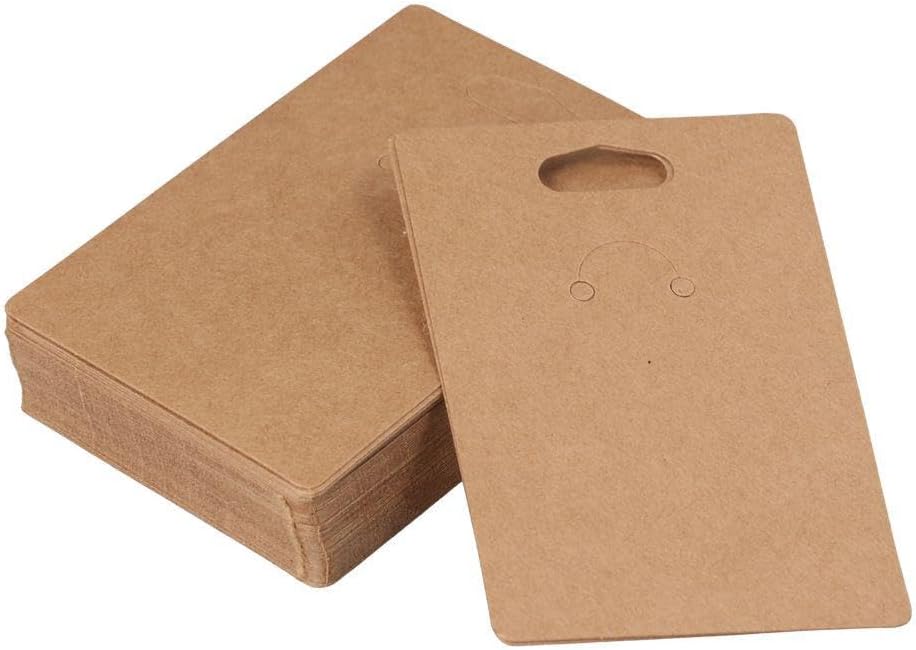 100Pcs Black Keychain Cards Kraft Paper Cards Keychain Display Holder Blank Hanging Cards for Hanging Display Keychain Bracelet and Jewelry