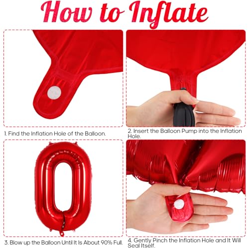 Red Number 0 Balloon 40 Inch, Big Large Foil Helium Number Balloons, Jumbo Giant Mylar Number 0 Balloons for Birthday Red Party Decorations Supplies Anniversary by AIQINHU - Used condition - Image 7