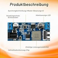 24V/12V zu 5V 5A DC-DC USB Step Module down, Fastsaw Buck Converter Modul mit Synchronem Gleichrichter, für Auto und Wohnmobil mit Überlast-, Kurzschluss- und Verpolungsschutz（3 Stück） – Ansicht 3