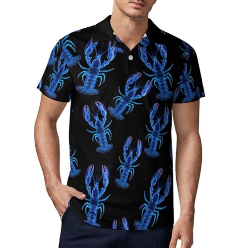 Blue Lobster Men's Short Sleeve Polo Shirt Casual Athletic Collared Golf Tee Tops XL