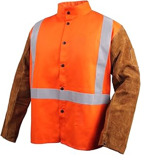 Black Stallion JH1012-OR Cotton/Cowhide Welding Jacket with Pass-Through, 30