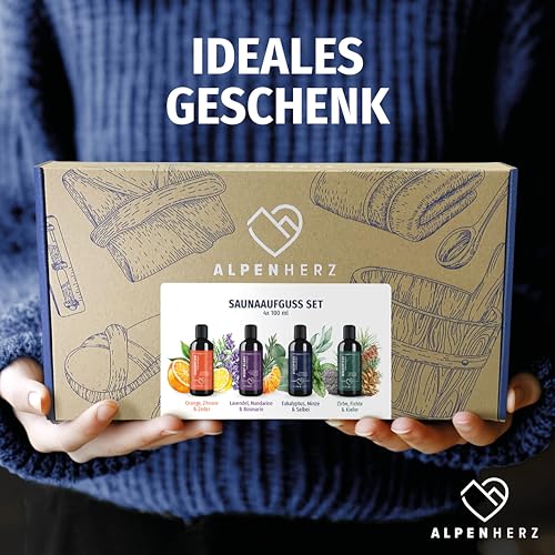 Ätherisches Öl Saunaaufguss Set Alpenherz 4x 100ml naturrein