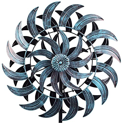 Vewogarden 72.5 * 15 Inches Metal Kinetic Wind Spinner, Large Double Windmill Spinner - Yard Art Spinner Wind Catchers For Garden Outdoor Decor #TOP16