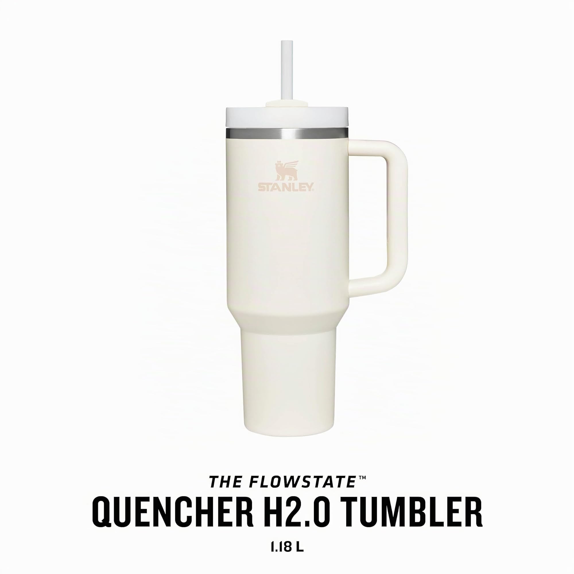 STANLEY Quencher H2.0 FlowState Tumbler 1.2L - Termo Conserva el Frío 11 Horas - Helada Durante 48 Horas - Botella Agua Acero Inoxidable - Taza Termica - Vaso Termico Sin BPA - Cream Tonal