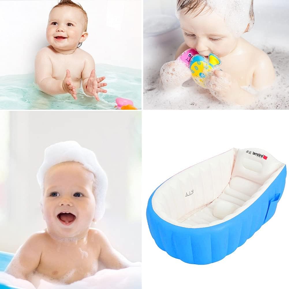 Baby Inflatable Bathtub Children No-Slippery Swimming Pool Foldable Travel Air Shower Basin Seat Baths Big Size with air Pump for 0-3 Years