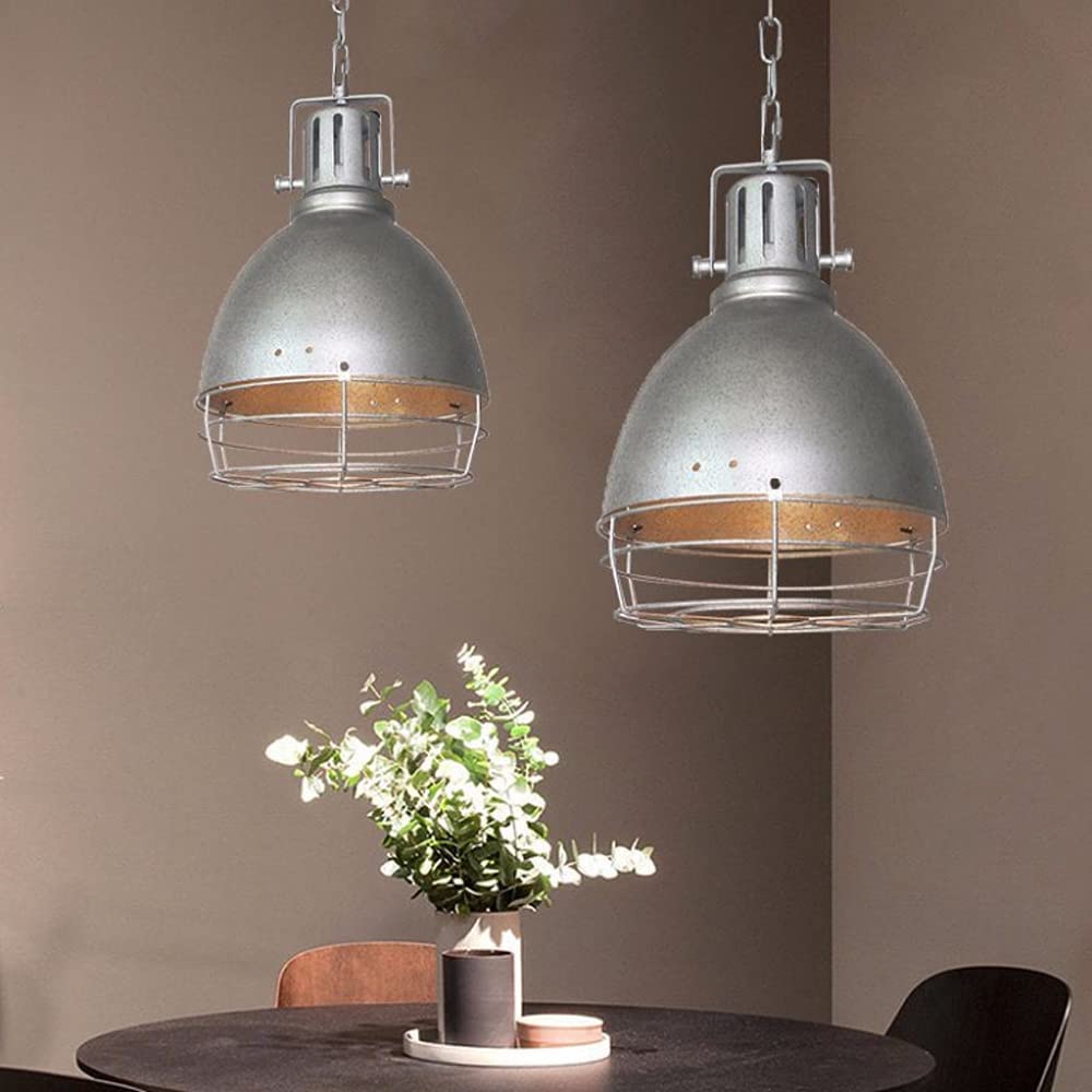 Lampe à suspension de plafond industrielle américaine, finition nickel à l'huile, lustre à cage en métal, cloison Steampunk du XVIIIe siècle, décorer le projecteur E27 Edison pour le bureau du
