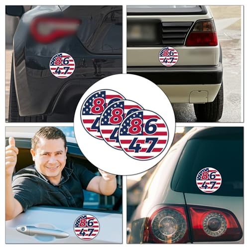 Image of 3pcs 8647 President Car Magnets, American Flag Bumper Stickers Campaign Magnetic Political Bumper Stickers for Cars, Trucks & Vehicles (Style C)