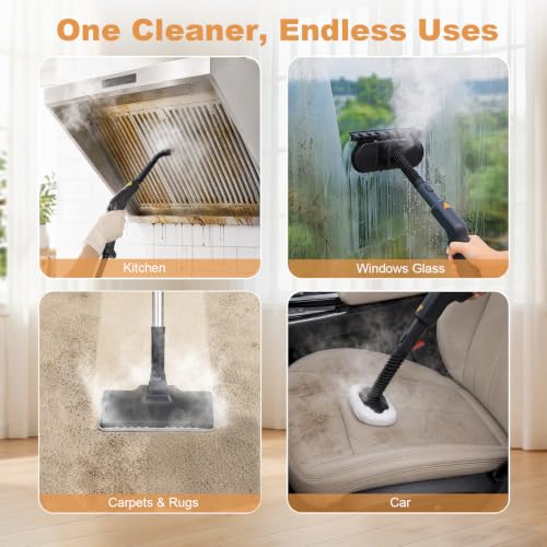 Homelike Moment 1500W High-Pressure Canister Steam Cleaner w/ 1.9L Tank, 230°F Steam & Accessories - image 7
