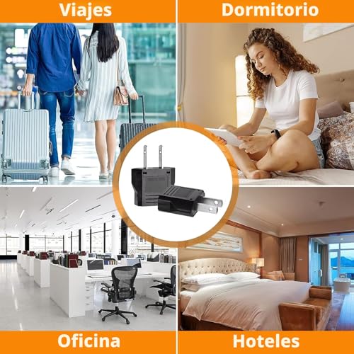 4 Piezas Adaptador Enchufe Europeo a Americano, Adaptador Enchufe Americano a Español, Tipo C/E/F/L/N a Tipo A para Viajeros Que Visitan USA/Japón/México/Canadá-Negro - Imagen 8