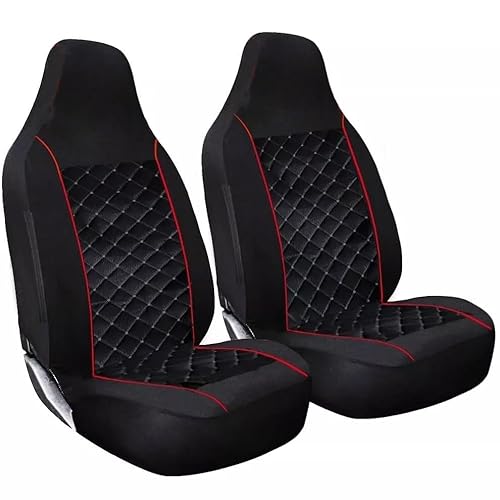 OTOKEA Front Seat Covers Fits RANGE ROVER EVOQUE - Set of 2, Luxury Quilted Design, Black With Red Piping, Sporty Look, Airbag Friendly