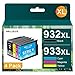 Produktbild HALLOLUX 932XL 933XL Druckerpatronen Multipack Kompatibel für HP 932 933 Patronen für HP Officejet 6600 6700 7510 7612 7110 6100 7610 6110 (4er Pack, Schwarz Magenta Cyan Gelb)