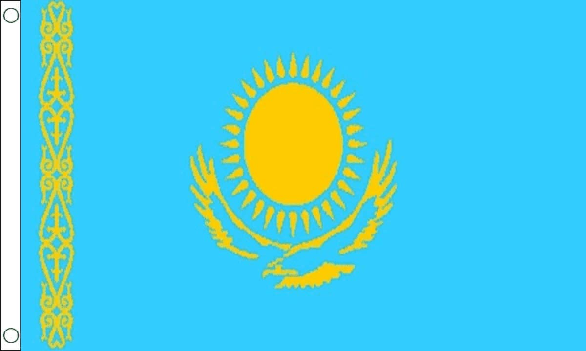 Kasachstan Flagge, 152x91 Cm, 100% Polyester, Doppelt Genäht, Mit 2 Ösen – Für Indoor & Outdoor