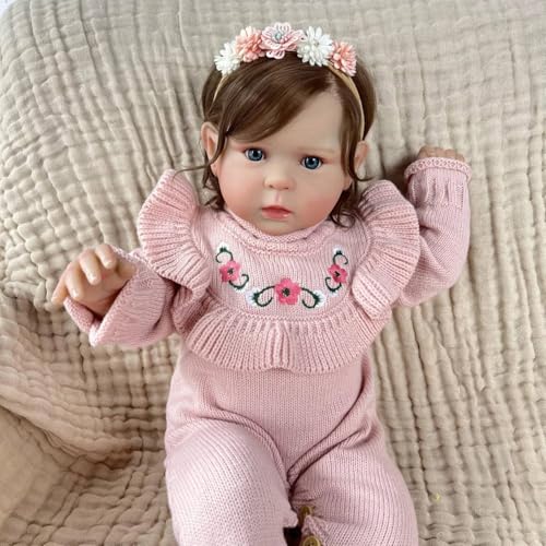 ROSHUAN Real Life Reborn - Muñecas de bebé de silicona de cuerpo completo de vinilo de 20 pulgadas, muñecas realistas de bebé recién nacido, muñeca con accesorios para niños