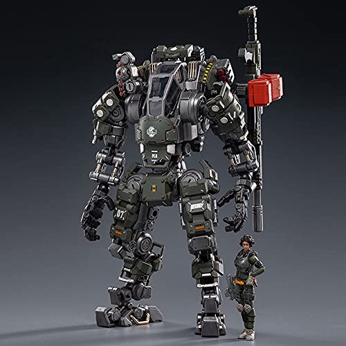 HiPlay JoyToy 1/25 Science-Fiction Robot Mecha Action Figures Full Set-Dark Source Series-Steel Bone H07 Firepower Mecha-Olive JT0050