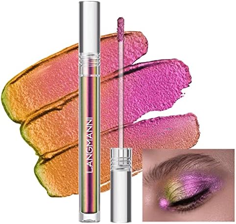 Multichrome Liquid Eyeshadow, Chameleon Metallic Purple Pink Color Shifting, Holographic Gel Eye Shadow, High Pigmented Quick-Drying Waterproof Glitter Shimmer Duochrome Eye Gloss Makeup (WONDER)