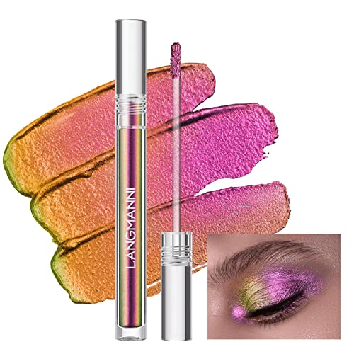Multichrome Liquid Eyeshadow, Chameleon Metallic Purple Pink Color Shifting, Holographic Gel Eye Shadow, High Pigmented Quick-Drying Waterproof Glitter Shimmer Duochrome Eye Gloss Makeup (Wonder) #TOP11