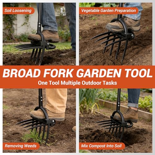 Herramienta de Jardin Broad Fork 5+4 Púas Acero miniatura 6