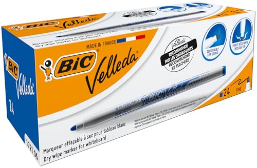 Feutres BIC Velleda 1721 Bleus et Grand Tableau Ardoise Effaçable à Sec