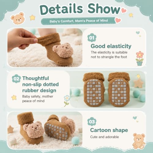 Image of SNOWIE SOFT 3 Pairs Baby Girls Stocking Polyester Cotton Mesh Stocking Knee High Breathable Summer Stockings Cartoon Baby Stockings Gift for Baby Girls 0-3 Years Old