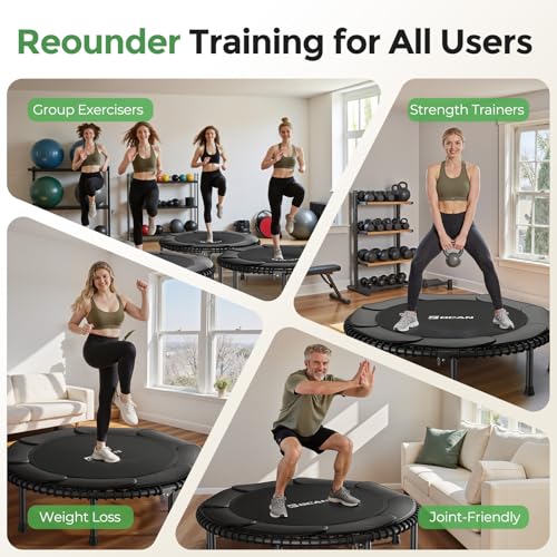 BCAN 450/550LBS Rebounder Trampoline for Adults, 40"/48" Foldable Mini Trampoline with Durable Bungees, Quiet & Stable Exercise Rebounder Trampoline for Indoor/Garden Workout- 48IN Black by BCAN - Image 4
