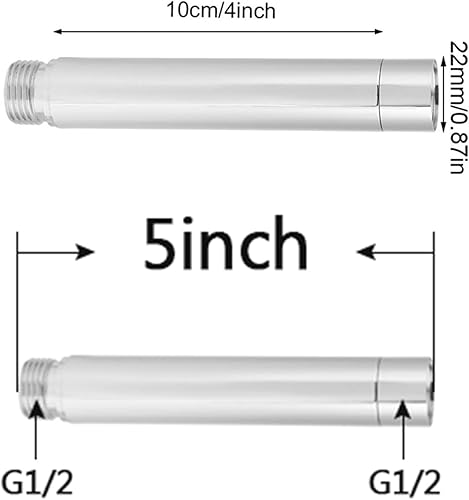 Miniatura 9 de Tubo de extensión de ducha redondo de acero inoxidable, chapado chr0me, extensor de cabezales de ducha de mano para accesorio de baño (4 pulgadas)
