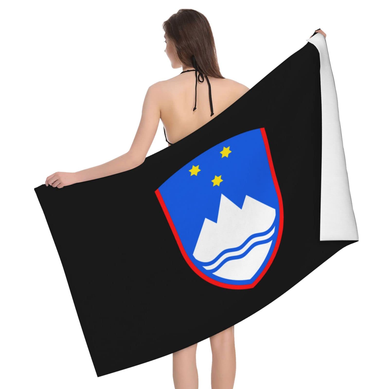 Lsjuee Coat of Arms of Slovenia Bath Towel Absorb Water Quick Dry Bath Towel, for Beach, Swimming Pool, Camping