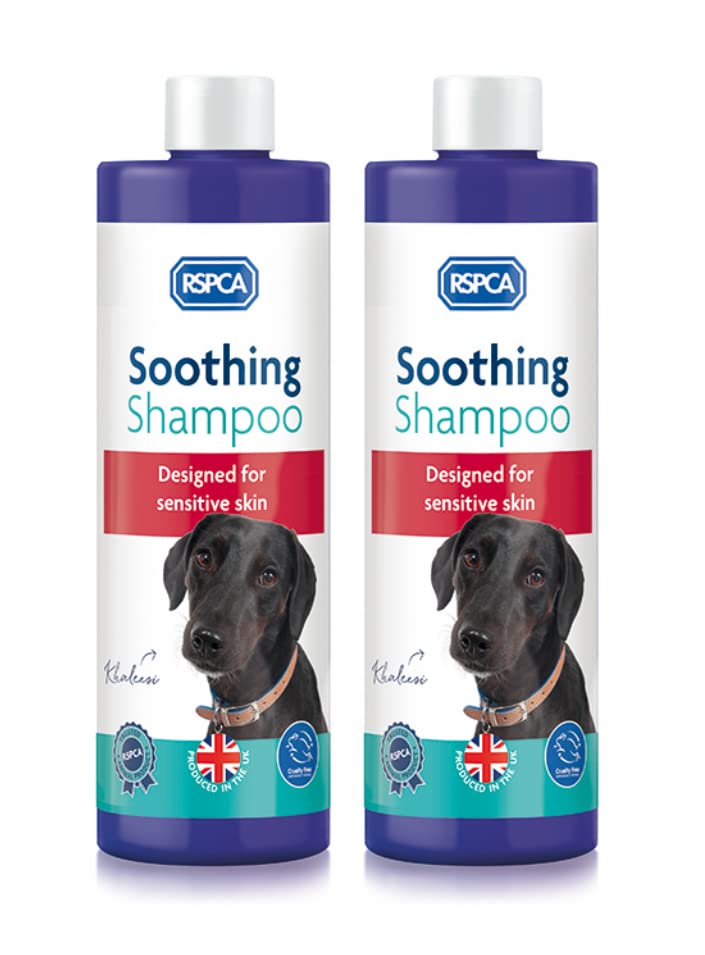 RSPCA 2 x 250ml Soothing Dog Shampoo - Naturally soothes dry and irritated skin - Free from enzymes, silicones, parabens, Clear