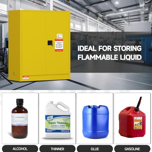 KAER Flammable Cabinet 43.1x18.1x50.1 Inch 30 Gal, Adjustable Shelf Flammable Storage Cabinet, for Commercial, Industrial, and Home Use (50.12