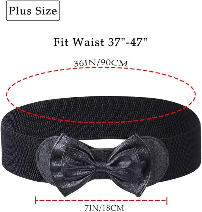 CanB Bow Leather Belts Elastic Wide Waist Belt Stretch Plus Size Belts Women's Waistband for Dress Waist Jewelry4