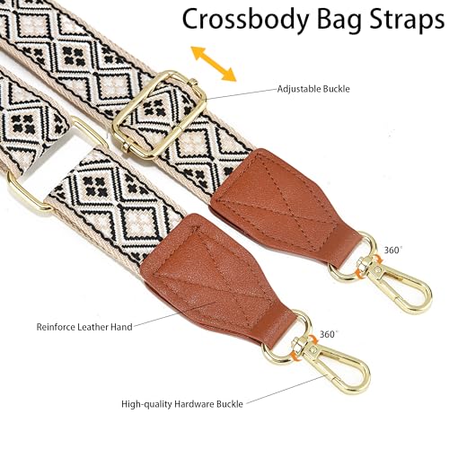 Image of Purse Strap,1.5 inch Leather End Shoulder Strap Adjustable Replacement,Retro Multi-Pattern Crossbody Bag Straps
