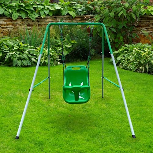 HyperMotion Babyschaukel Swing HYP5 Indoor & Outdoor - Stabile Konstruktion mit Sicherheitsgurt & verstellbaren Seilen • Für Kinder von 6 Monaten bis 25 kg • Grün