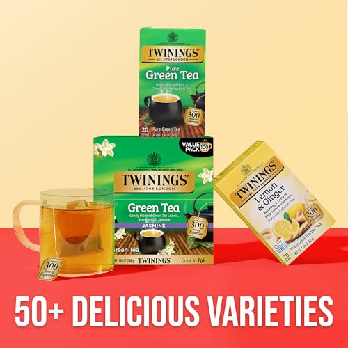 Image of Twinings Green Tea with Jasmine, Caffeinated, Tea Bags, Box, 100 Count (Pack of 4)