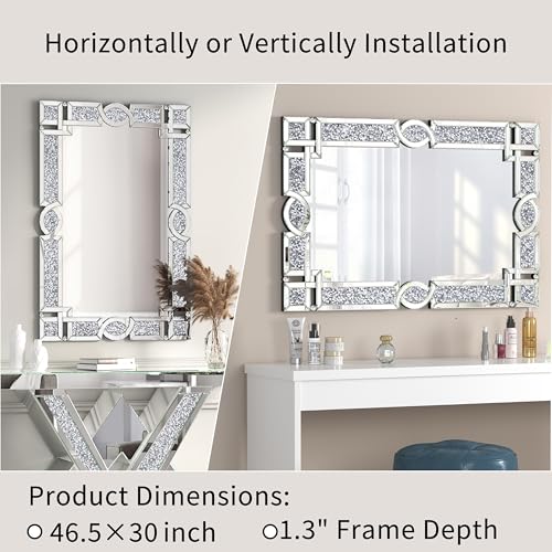 Image of Bathroom Vanity Mirrors for Over Sink, 30x46 Inche Bedroom Mirrors for Wall, Wall Mirrors Decorative for Living Room, Decorative Mirror for Decor, Entryway Wall-Mounted Mirror