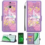 Kinetijy Case Compatible for HTC One M8 Phone Case Flip Cover [with Tempered Glass Screen Protector][RFID Blocking][Gold Glitter+Luminous] LPT-DJS
