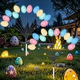 Osterdeko Beleuchtet Solar Gartenleuchten für Außen,12 LEDs Solar Ostereier Gartenleuchten,Ostern Deko Garten Osterbeleuchtung,LED Eier Ostern für Dekoration Party Outdoor Garten Festival