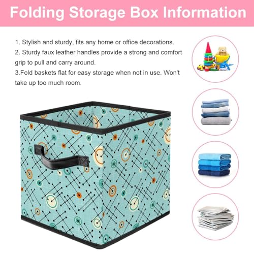 Boîte de rangement cube pliable avec poignées motif étoiles atomiques