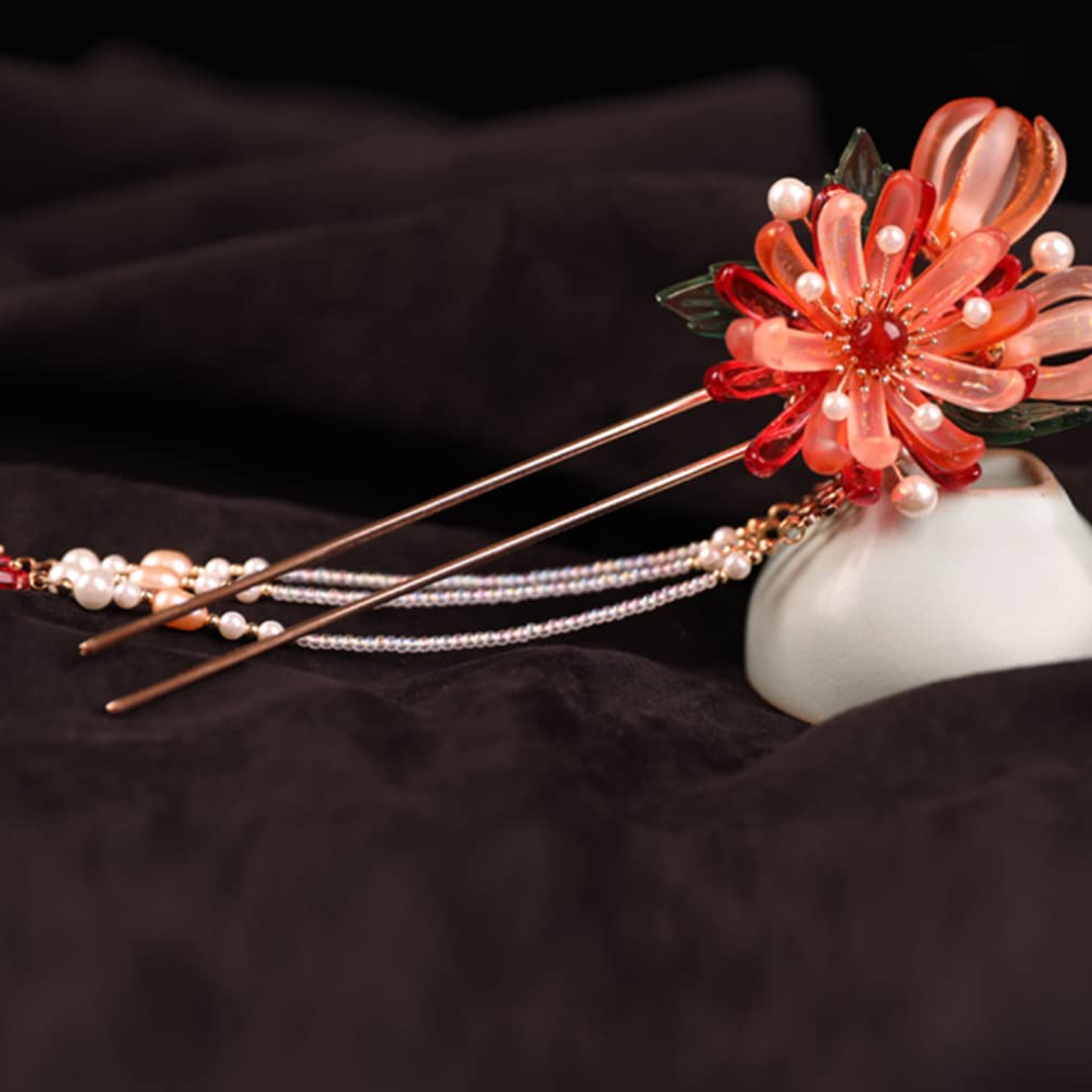 FRCOLOR Perlen Haarnadel mit Quaste Haargabel für Damen Haarstab für Duttfrisuren Brauthaargabel Haarschmuck für Hochzeit und Party
